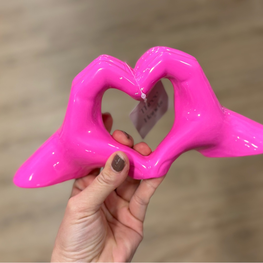Pink Heart Hand Sculpture